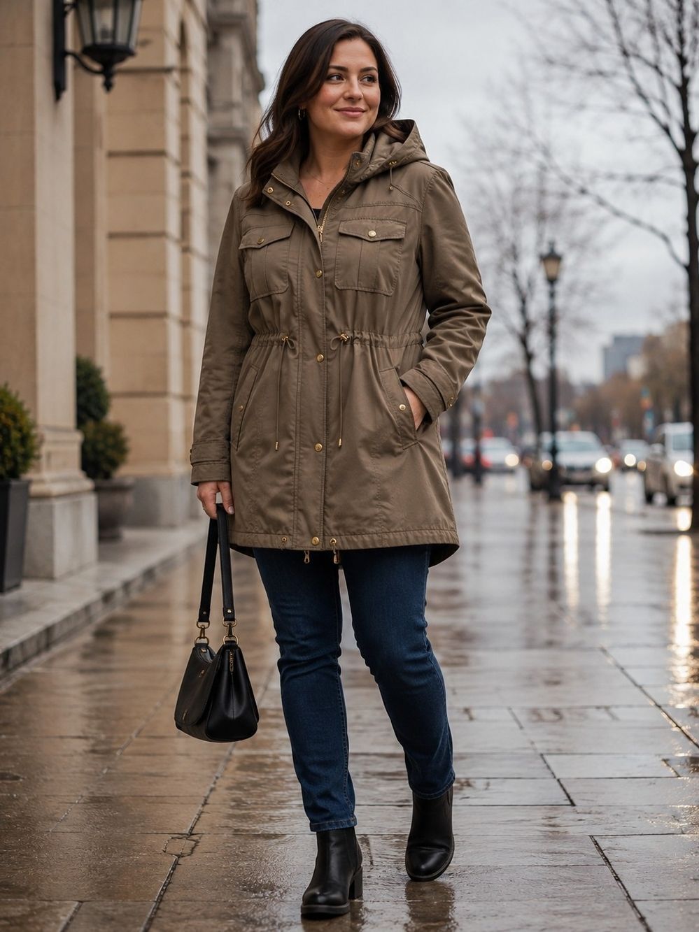 Bailey & Mischka Women's Hooded Anorak Jacket Olive